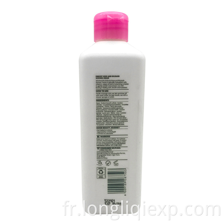 Convient à tous les types de peau Crème de douche éclaircissante pour le corps à la rose et à la rhubarbe 400 ml